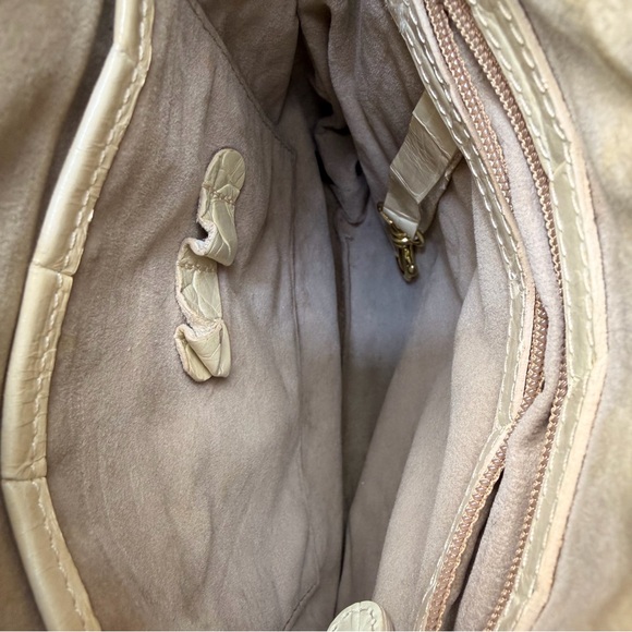 Brahmin Shimmer Cream and Tan Crocodile Embossed Adjustable Crossbody Bag - Picture 9 of 9